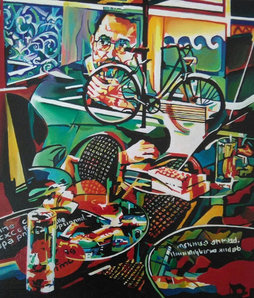 Maxim painting by Marian Rodriguez Vigil contemporary visual artist